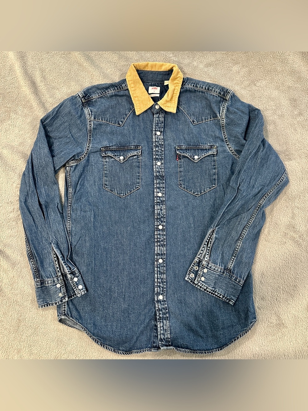Denim Work Shirt with Contrasting Yellow Corduroy Collar - Classic Levi’s